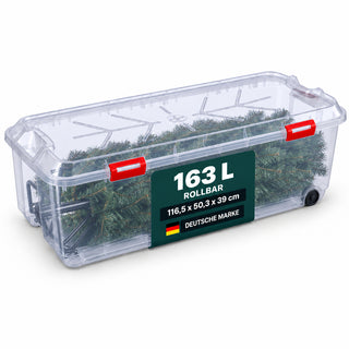 XXL Weihnachtsbaumbox 163 Liter, in transparent, rollbar - 1 Stück