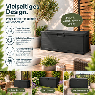 XXL Kissenbox 210 Liter (Holz Optik) in Anthrazit