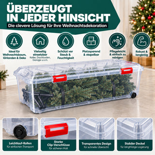 XXL Weihnachtsbaumbox 163 Liter, in transparent, rollbar - 1 Stück