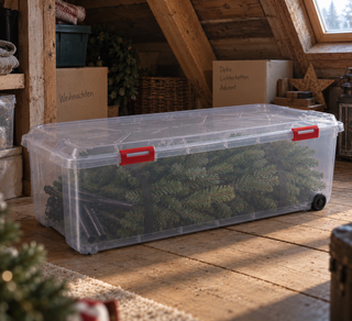XXL Weihnachtsbaumbox 163 Liter, in transparent, rollbar - 1 Stück