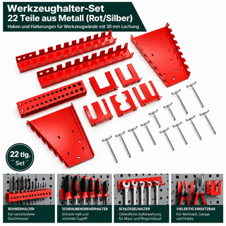 Hakensortiment mit 22 Teilen aus Metall in Rot