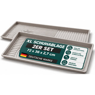 2 x Mehrzweckablage Gr. XL in Beige - 72 x 36 cm - mit erhöhtem Rand - aus Kunststoff