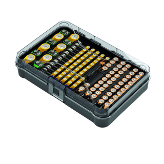 XL Batteriebox, Organizer für Batterien vieler Größen in Schwarz/Transparent