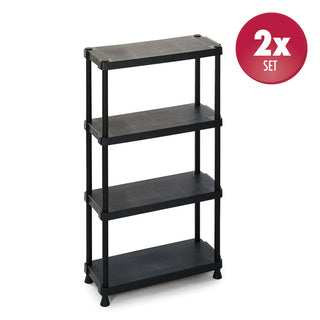 Set: 2 x TERRY Kunststoff-Haushaltsregal 12", 60 x 30 x 132 cm (schwarz)