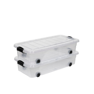 2 x Unterbett Box 30 Liter mit Deckel in Transparent