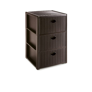 Rollbarer Schubladentower mit 3 Schüben in Rattan Optik (Farbe wählbar)