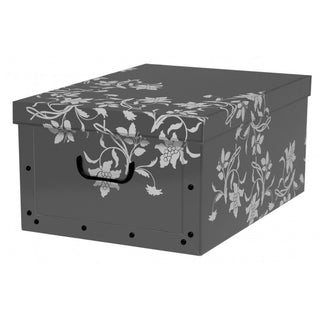 Set: 3 x Dekokarton - Motiv: Blumen Barock, Grau