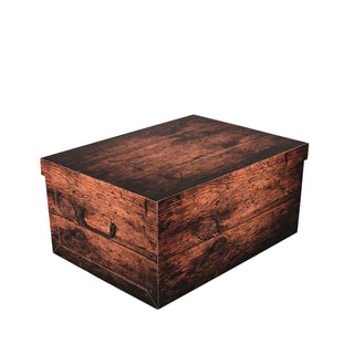 Set: 3 x Dekokarton - Motiv: Holz Dunkel (Dark Wood)